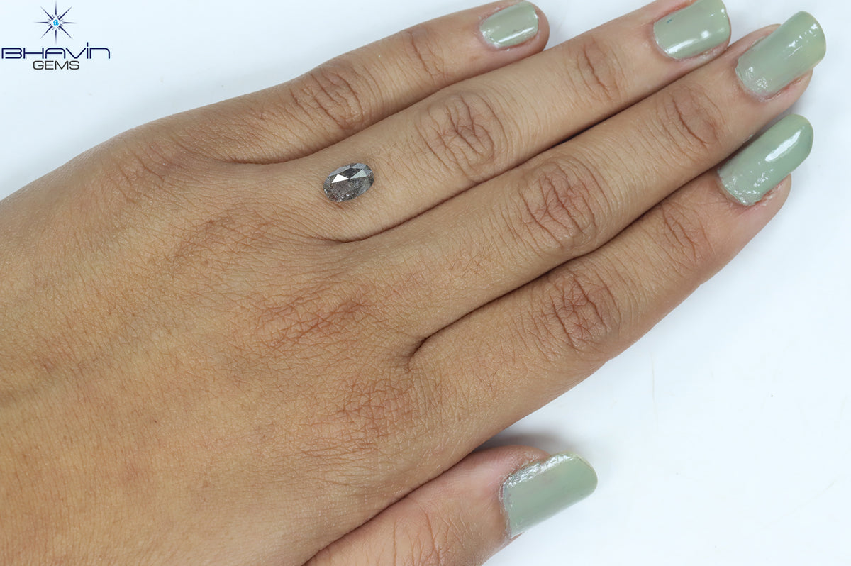 1.34 CT Natural Oval Diamond Salt And Pepper Color Clarity I3 (8.04 MM)