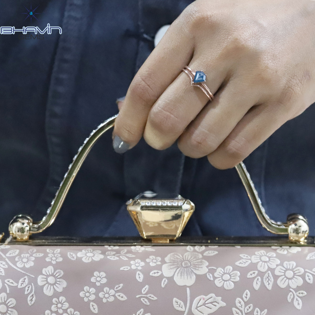 五角形ダイヤモンド、ブルーダイヤモンド、天然ダイヤモンドリング、婚約指輪、結婚指輪、ダイヤモンドリング