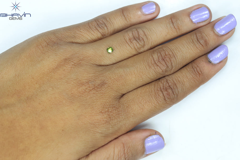 0.24 CT Cushion Shape Natural Loose Diamond Enhanced Green Color SI2 Clarity (3.55 MM)