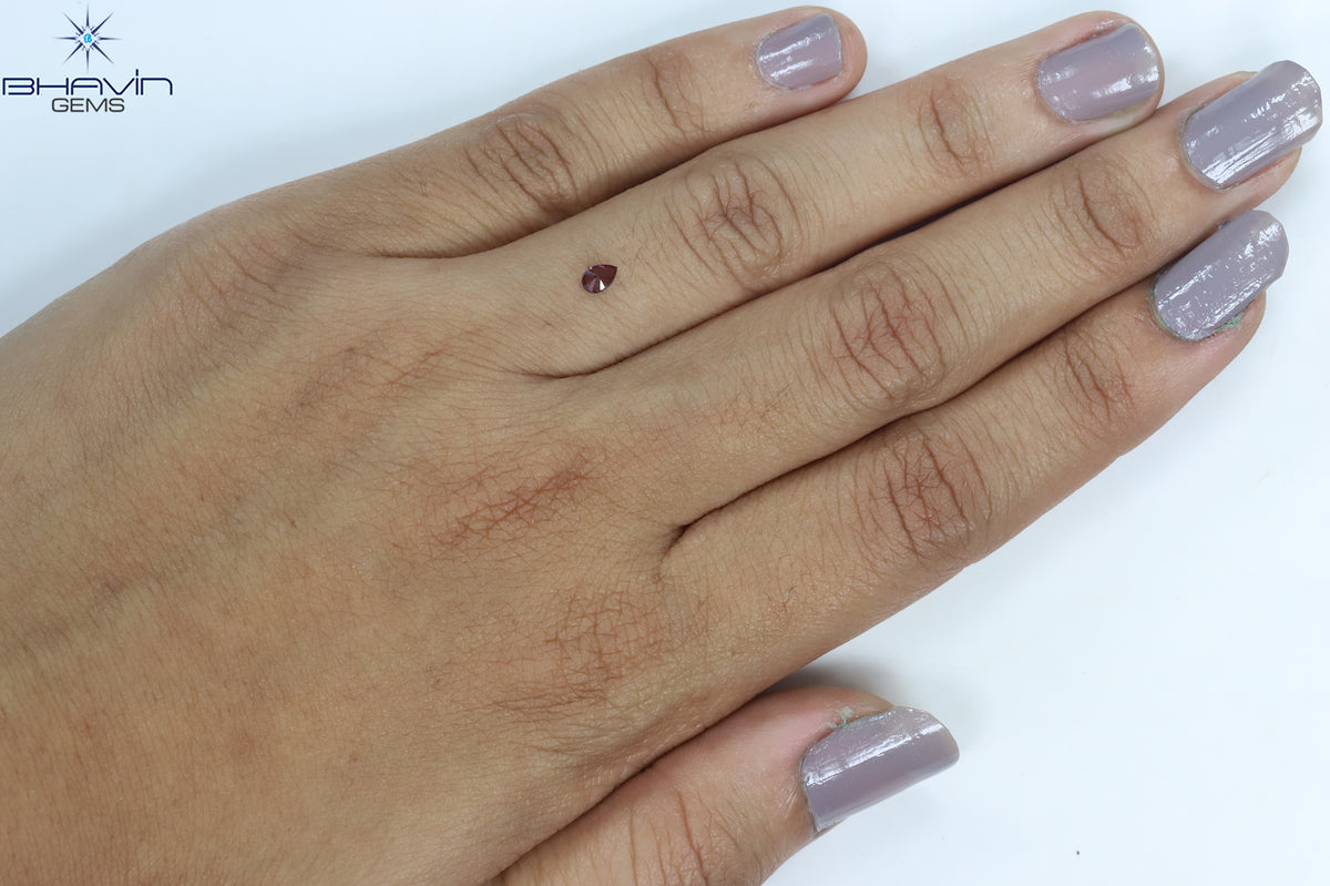 0.13 CT Natural Pear Diamond Enhanced Pink Color Clarity VS1 (4.06 MM)