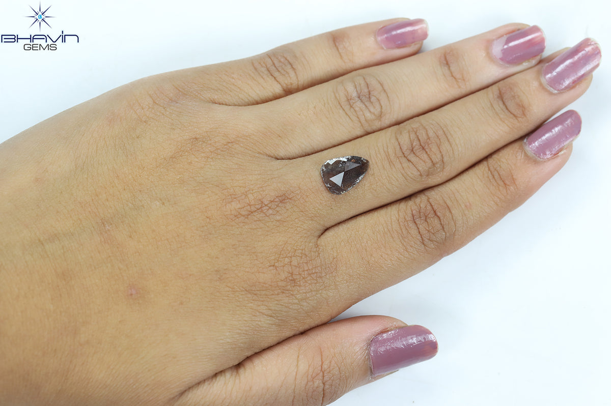 1.11 CT ペア スライス シェイプ ナチュラル ダイヤモンド ブラウン カラー I3 クラリティ (12.03 MM)