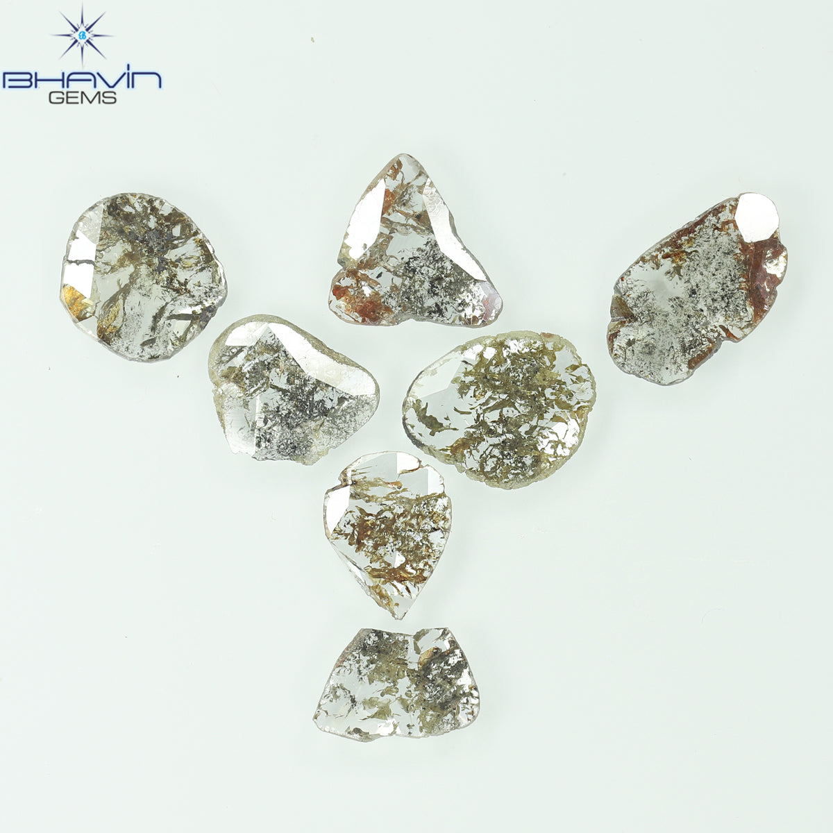 2.48 CT (7 Pcs) Slice Natural Diamond Salt And Pepper Color Clarity I3 (10.12 MM)