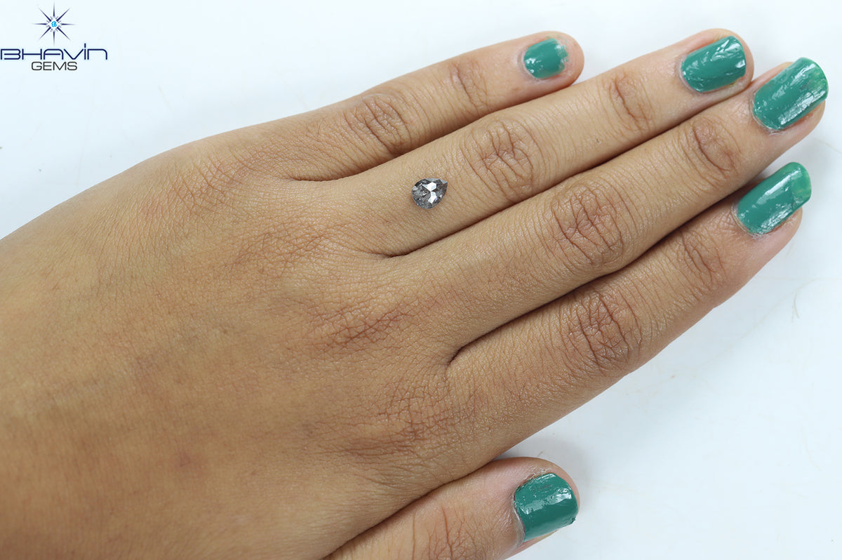 0.57 CT Natural Pear Diamond Salt And Pepper Color Clarity I3 (6.42 MM)