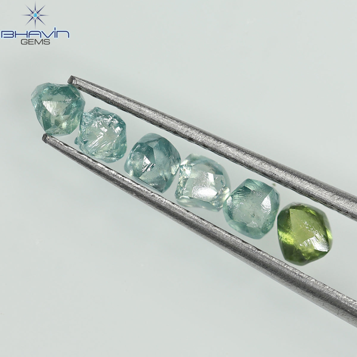 1.17 CT (6 Pcs) Rough Natural Diamond Enhanced Greenish Blue Color Clarity VS2 (3.55 MM)