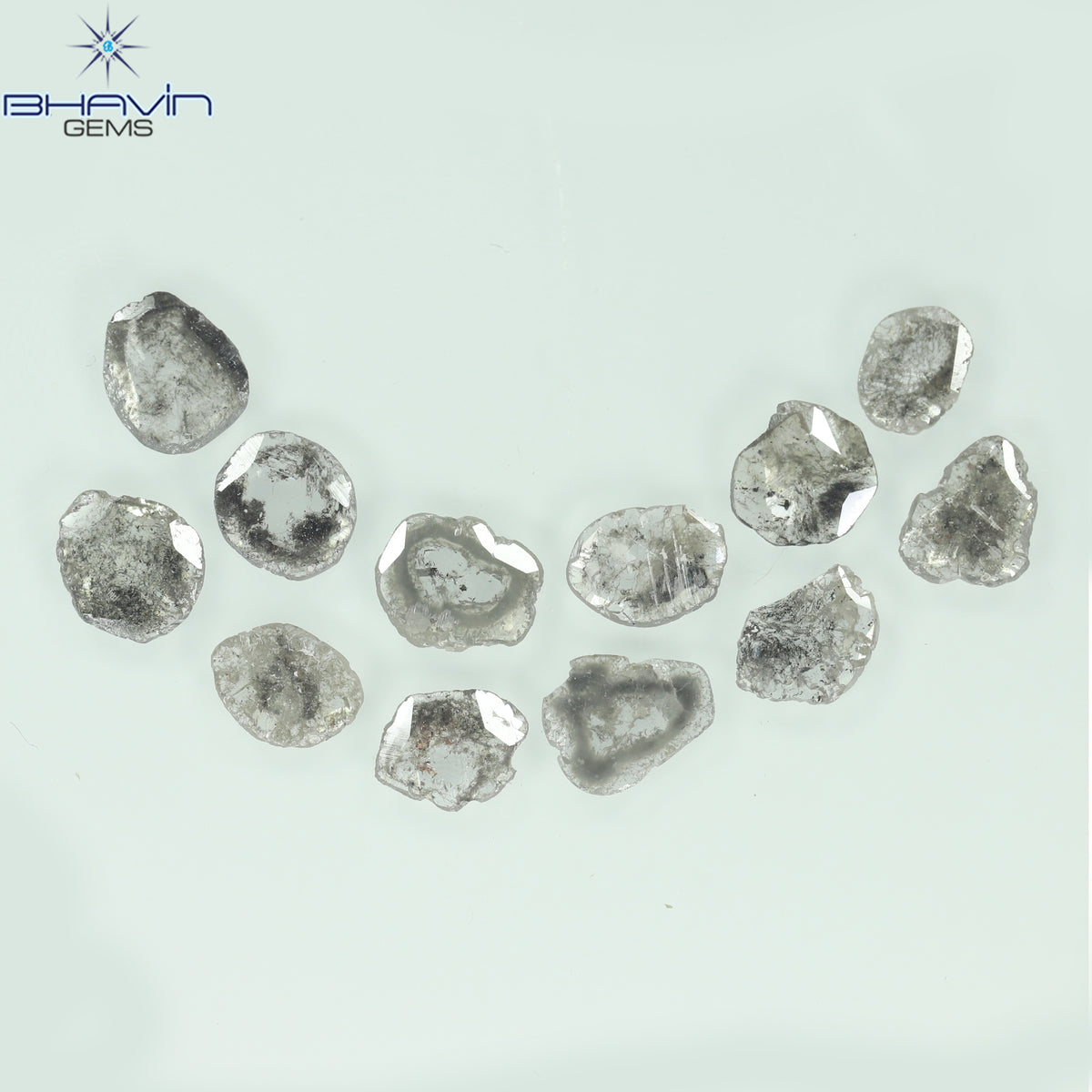 4.32 CT (12 Pcs) Slice Natural Diamond Salt And Pepper Color Clarity I3 (7.74 MM)