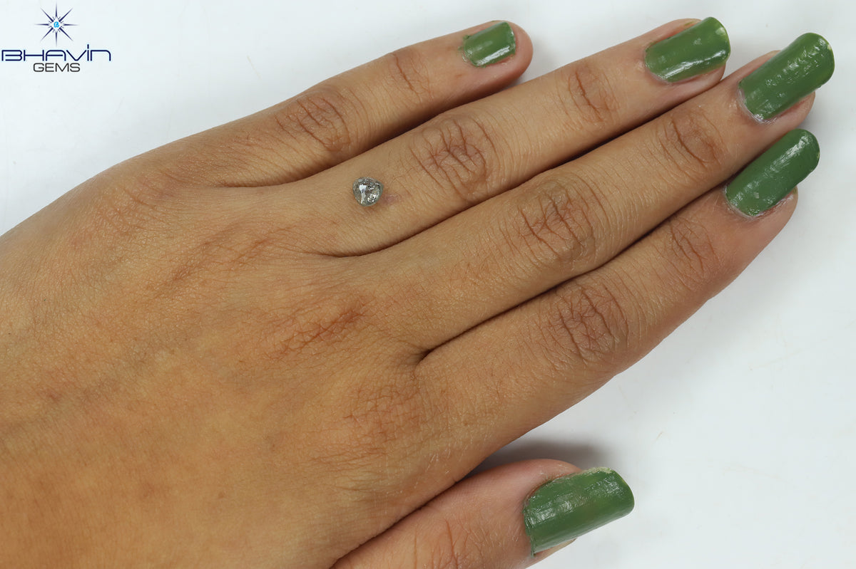 0.61 CT Natural Heart Diamond Salt and Pepper Color Clarity I3 (4.85 MM)
