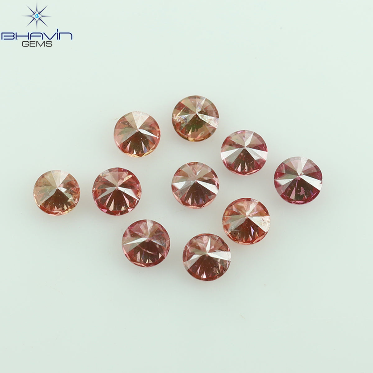 0.42 CT/10 個 ラウンド シェイプ ナチュラル ルース ダイヤモンド ピンク カラー SI クラリティ (2.25 MM)