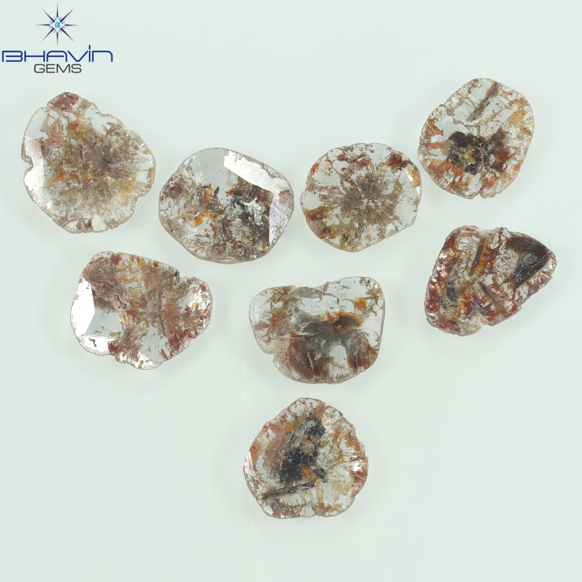 5.25 CT/8 ピース スライス シェイプ ナチュラル ルース ダイヤモンド ブラウン カラー I3 クラリティ (10.06 MM)