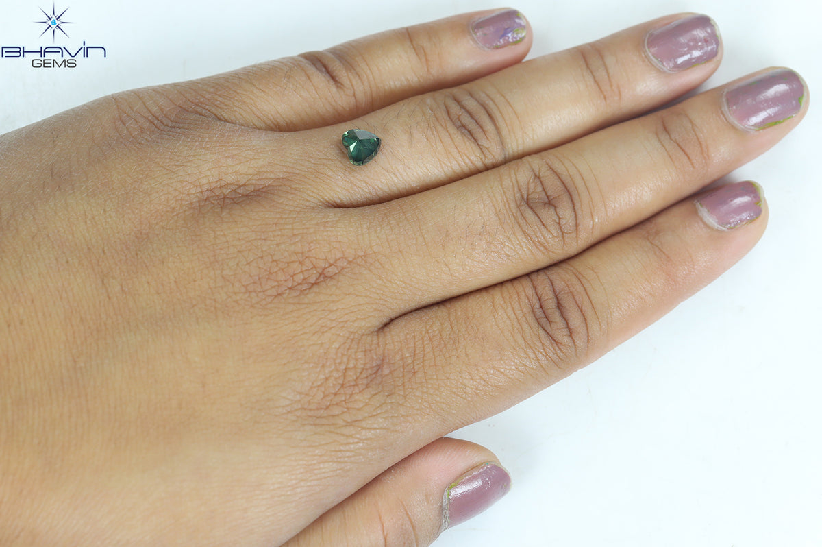 1.12 CT Natural Heart Diamond Enhanced Green Color Clarity SI1 (6.72 MM)