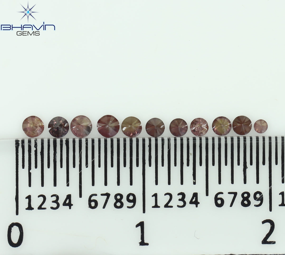 0.18 CT/11 個 ラウンド シェイプ ナチュラル ルース ダイヤモンド ピンク カラー I3 クラリティ (1.75 MM)