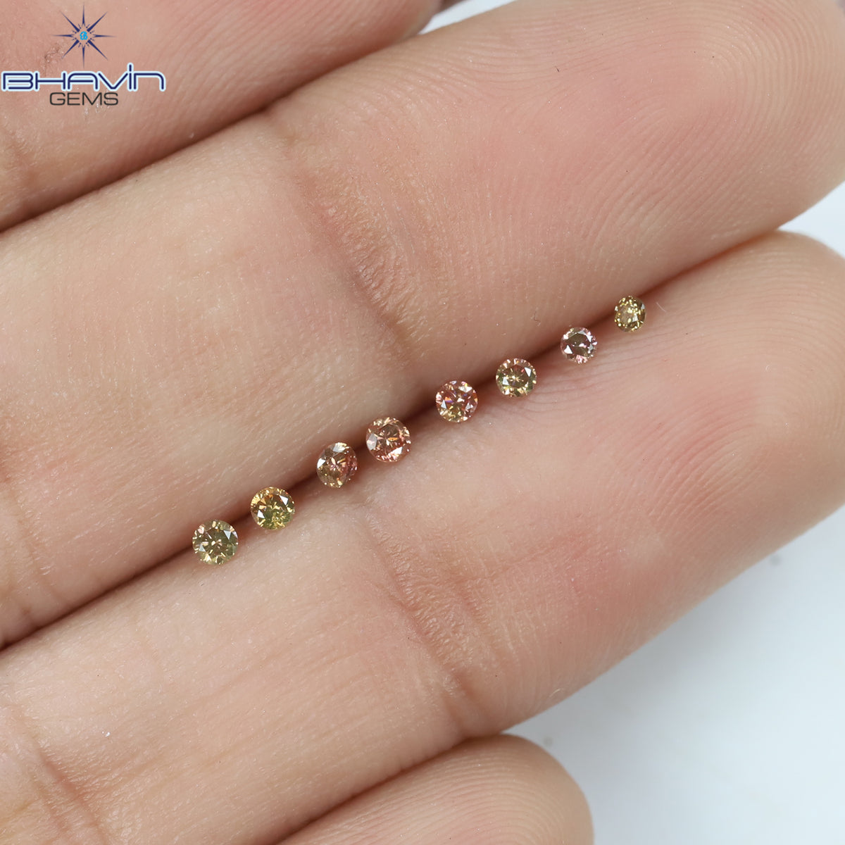 0.18 CT/8 Pcs Natural Round Diamond Enhanced Pink Color Clarity SI (1.90 MM)
