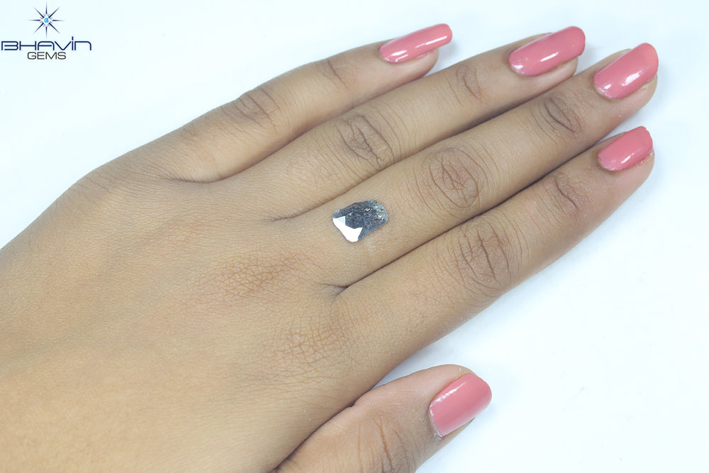 0.96 CT Slice Shape Natural Diamond Salt And Pepper Color I3 Clarity (10.64 MM)