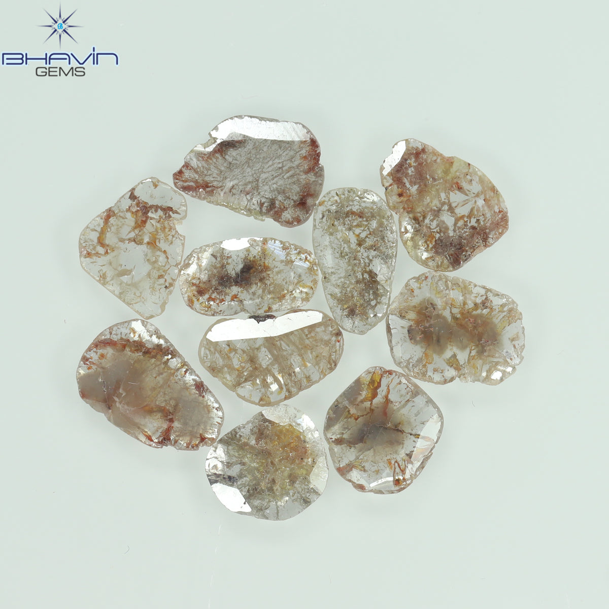 3.81 CT/10 ピース スライス シェイプ ナチュラル ルース ダイヤモンド ブラウン カラー I3 クラリティ (9.41 MM)