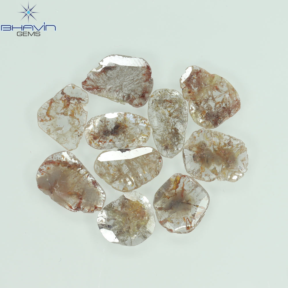 3.81 CT/10 Pcs Slice Shape Natural Loose Diamond Brown Color I3 Clarity (9.41 MM)