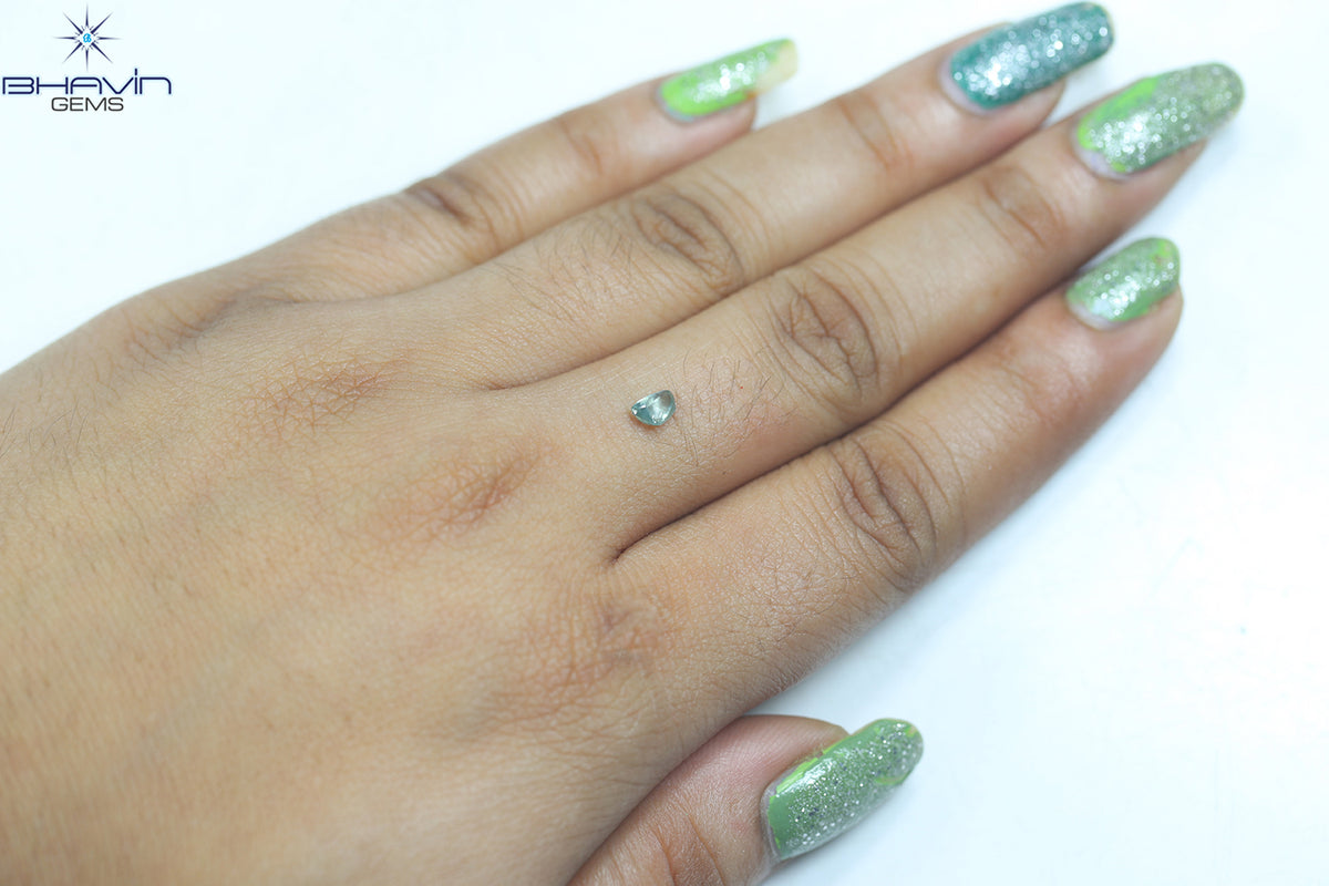 0.40 CT Rough Natural Diamond Enhanced Greenish Blue Color Clarity VS1 (4.77 MM)
