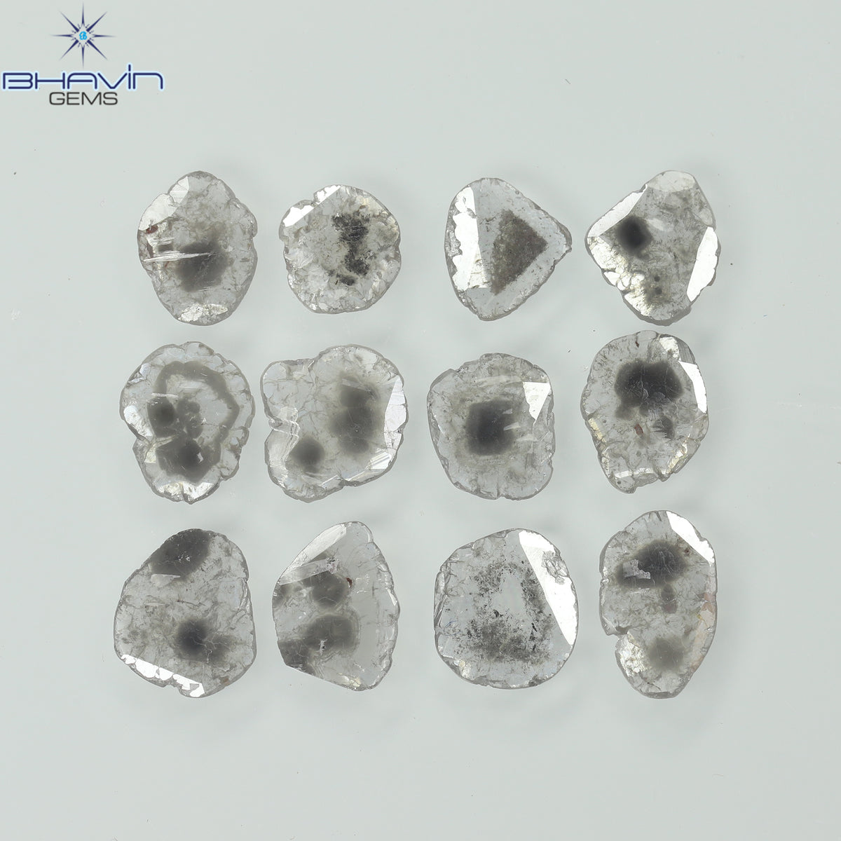 2.46 CT (12 Pcs) Slice Natural Diamond Salt And Pepper Color Clarity I3 (7.09 MM)