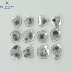 2.46 CT/12 Pcs Slice Shape Natural Diamond Salt And Pepper Color I3 Clarity (7.09 MM)