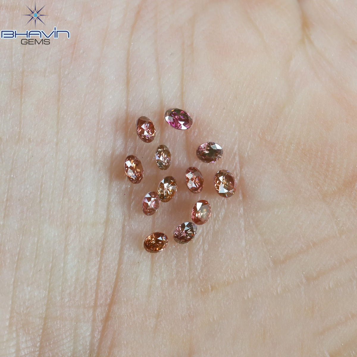 0.44 CT/12 Pcs Natural Round Diamond Enhanced Pink Color Clarity VS-SI (2.25 MM)
