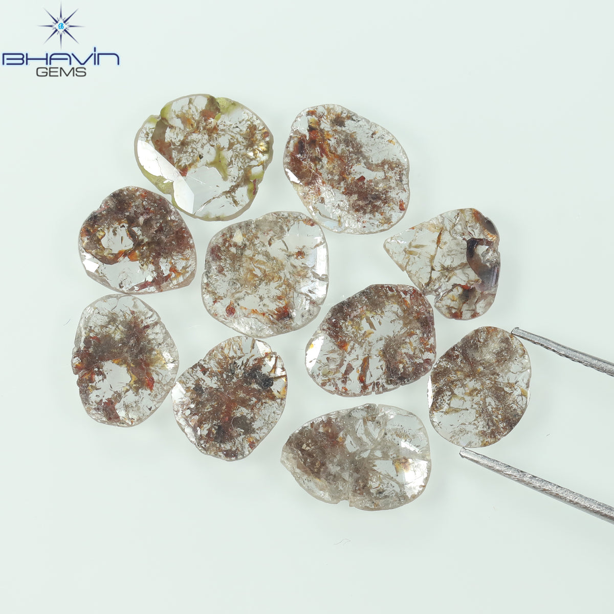 5.21 CT (10 Pcs) Slice Natural Diamond Brown Color Clarity I3 (9.76 MM)