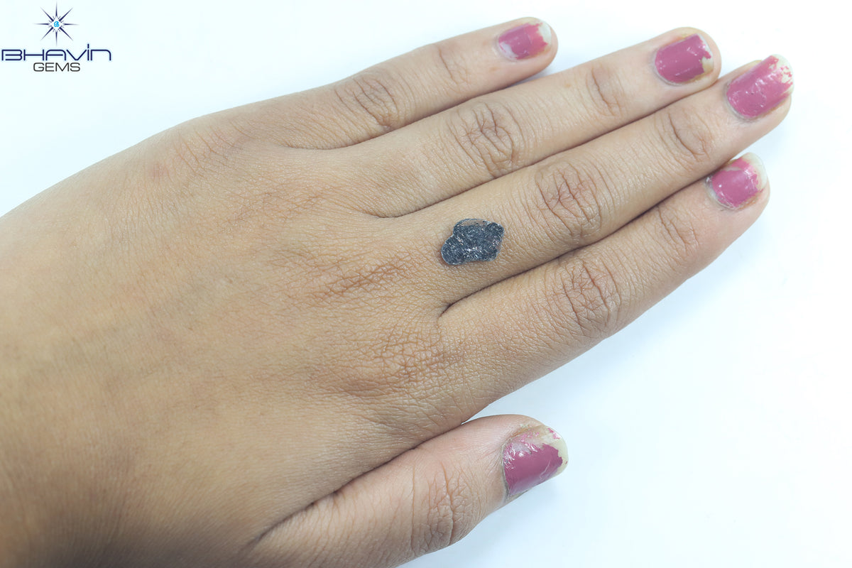 1.04 CT スライス シェイプ ナチュラル ダイヤモンド ソルト アンド ペッパー カラー I3 クラリティ (11.80 MM)