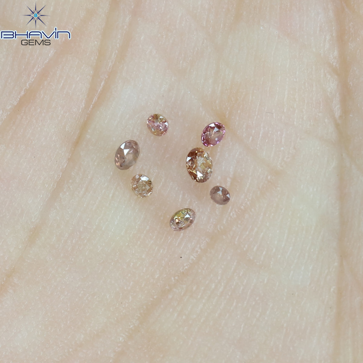 0.09 CT/7 ピース ラウンド シェイプ ナチュラル ルース ダイヤモンド ピンク カラー I3 クラリティ (1.75 MM)