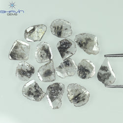 3.11 CT/14 Pcs Slice Shape Natural Diamond Salt And Pepper Color I3 Clarity (7.85 MM)