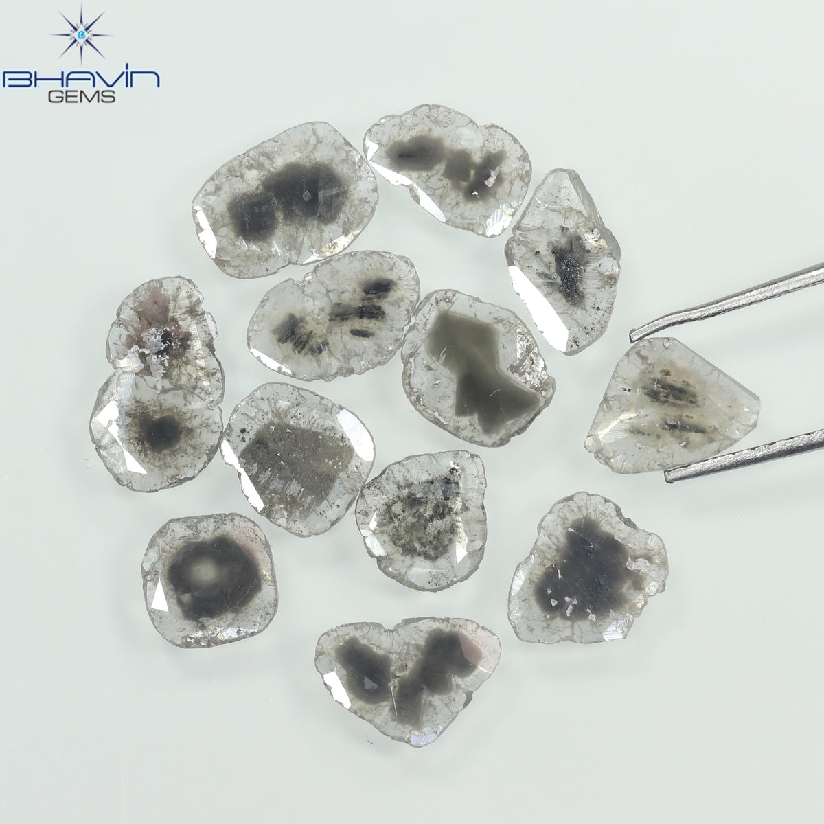 4.46 CT (12 Pcs) Slice Natural Diamond Salt And Pepper Color Clarity I3 (9.90 MM)