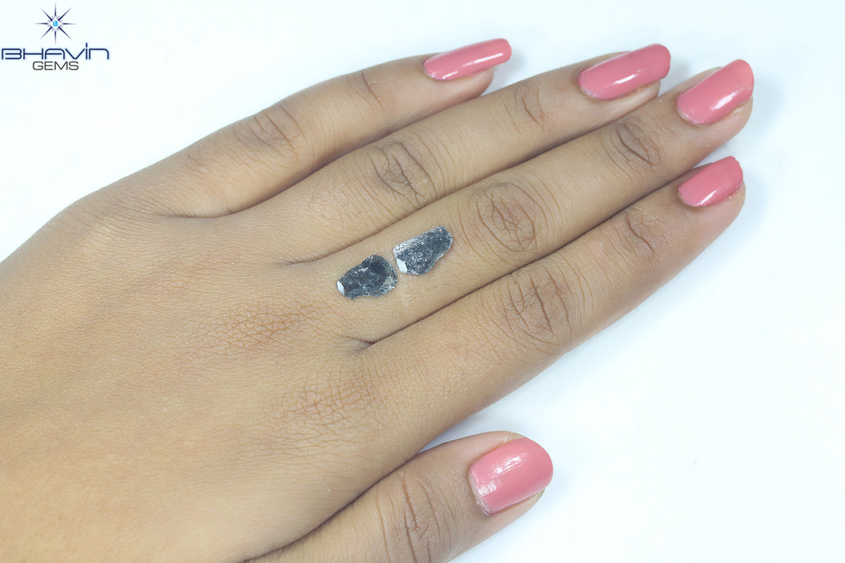 1.60 CT スライス形状 天然ダイヤモンド ソルト アンド ペッパー カラー I3 クラリティ (11.19 MM)