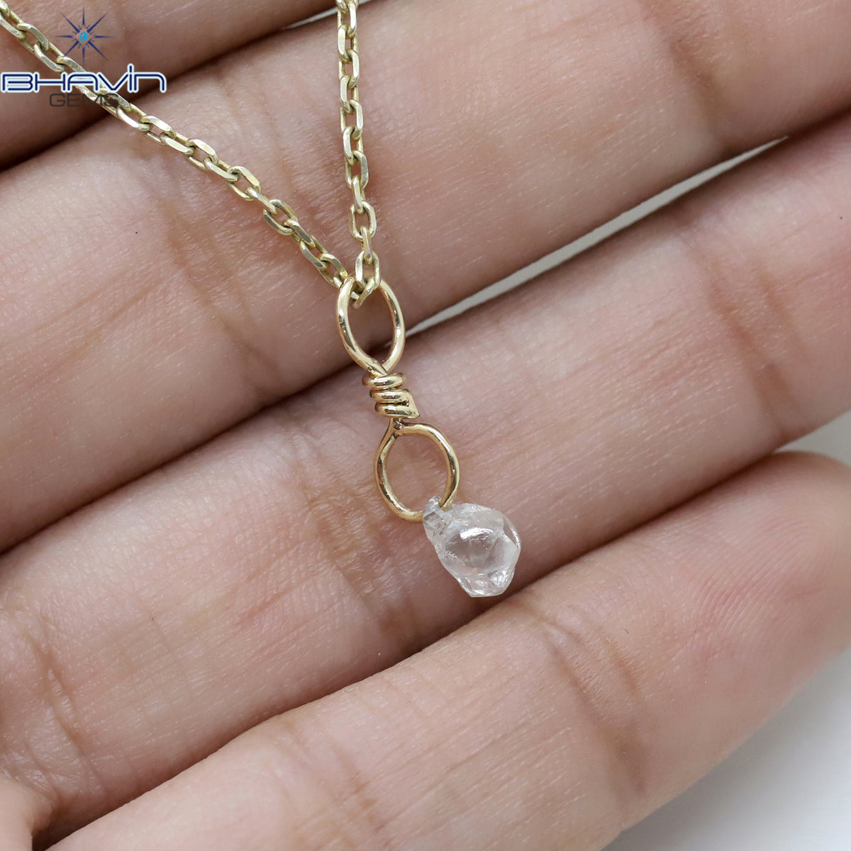 Diamond Pendant Rough Diamond White Gray Diamond Yellow Gold Pendant Bridal Necklace Pendant