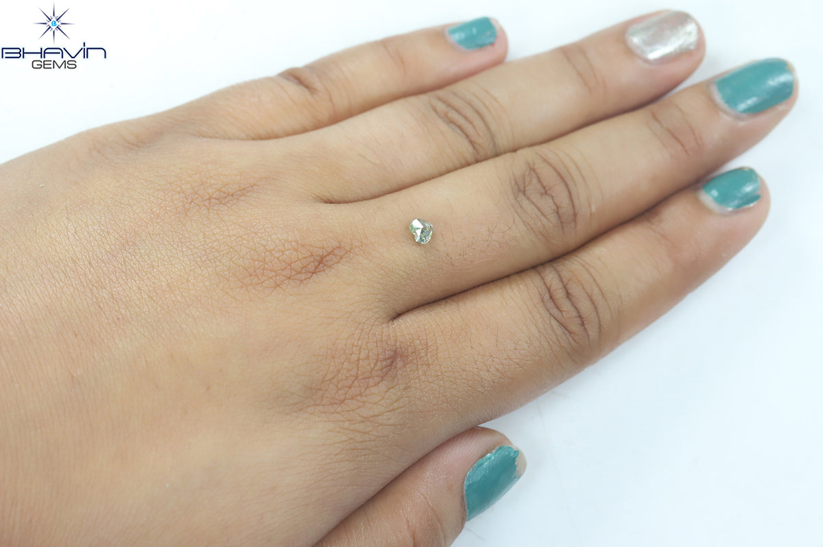 0.30 CT Natural Heart Diamond Enhanced Blueish Green Color Clarity I1 (4.22 MM)