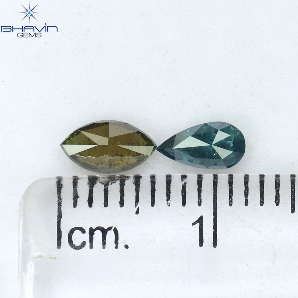 0.56 CT/2 PCS Mix Diamond Natural diamond Blue Green Diamond I3 Clarity (6.30 MM)