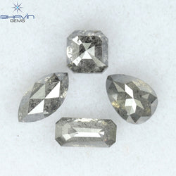 1.26 CT/4 ピース ミックス シェイプ ナチュラル ダイヤモンド ソルト アンド ペッパー カラー I3 クラリティ (5.94 MM)