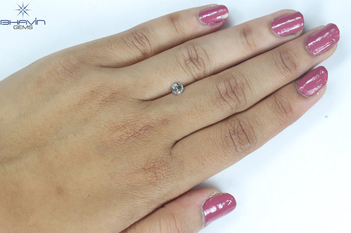 0.41 CT ラウンド シェイプ ナチュラル ルース ダイヤモンド ソルト アンド ペッパー カラー I3 クラリティ (4.77 MM)