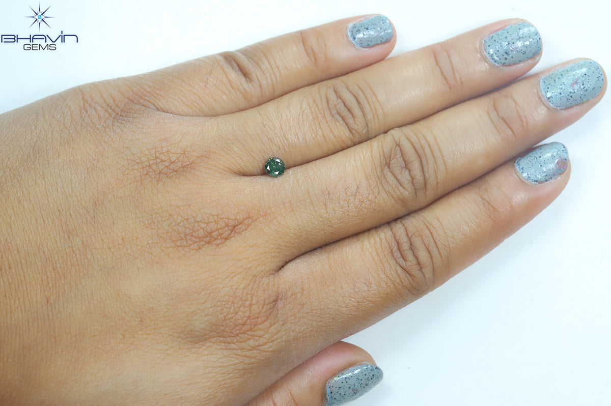 0.35 CT ラウンド ダイヤモンド 天然ダイヤモンド グリーン カラー I3 クラリティ (4.49 MM)