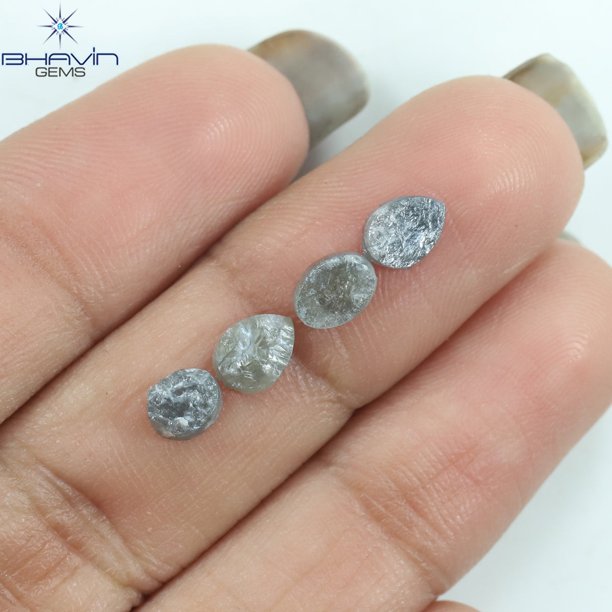 1.05 CT、ノーカット ポルキ シェイプ、天然ダイヤモンド、ブルー カラー、I3 クラリティ (5.42 MM)