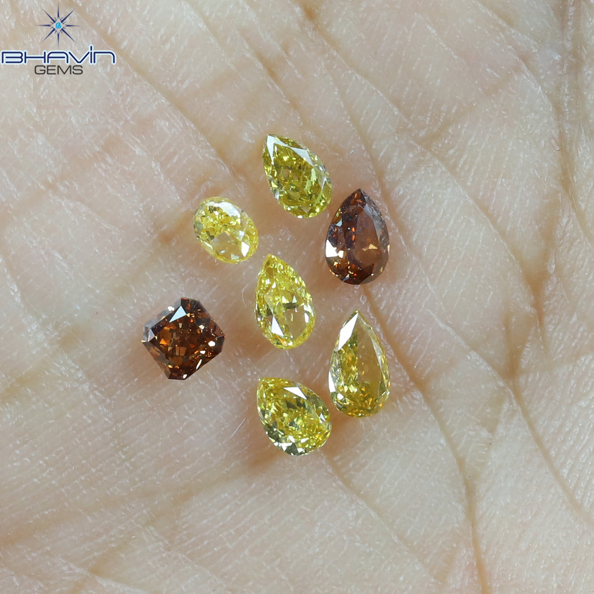 0.64 CT/7 Pcs Natural Mix Diamond Mix Fancy Color Clarity VS (3.98 MM)