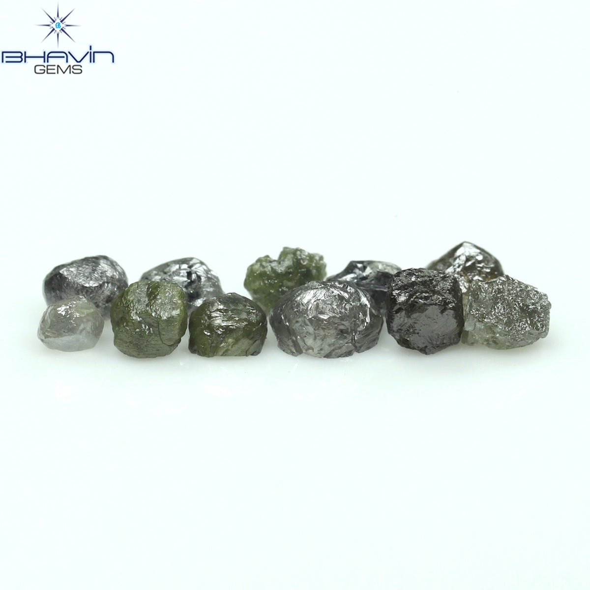 3.09 CT/20 ピース ラフシェイプ ソルト アンド ペッパー カラー ナチュラル ダイヤモンド I3 クラリティ (3.18 MM)