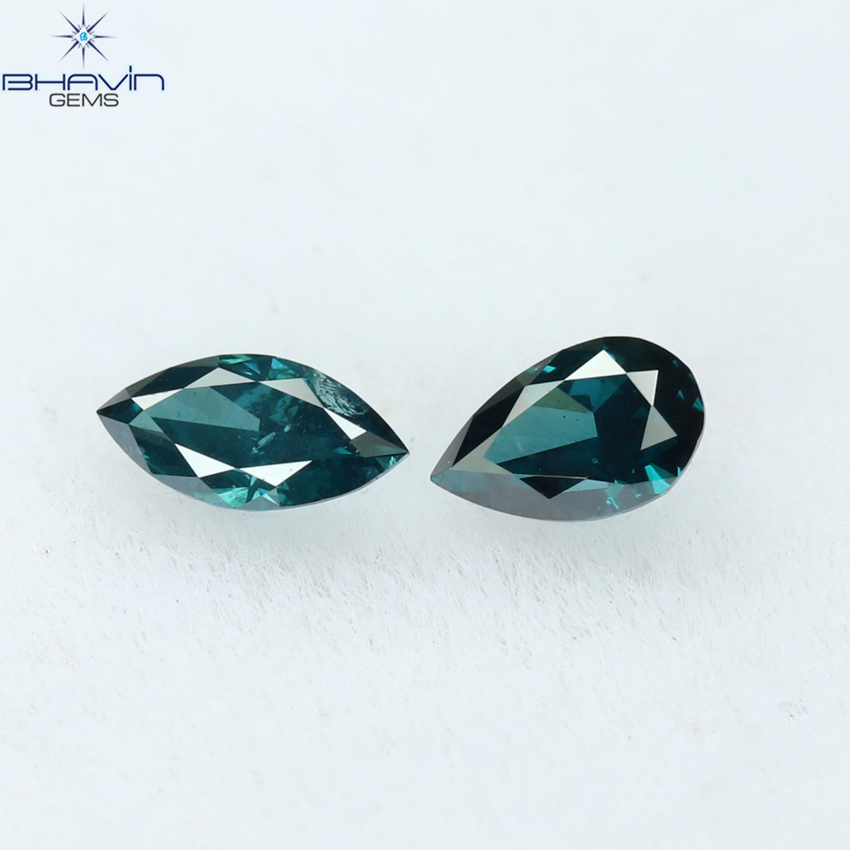 0.13 CT/2 ピース ミックス シェイプ ナチュラル ダイヤモンド ブルー カラー SI1 クラリティ (3.80 MM)
