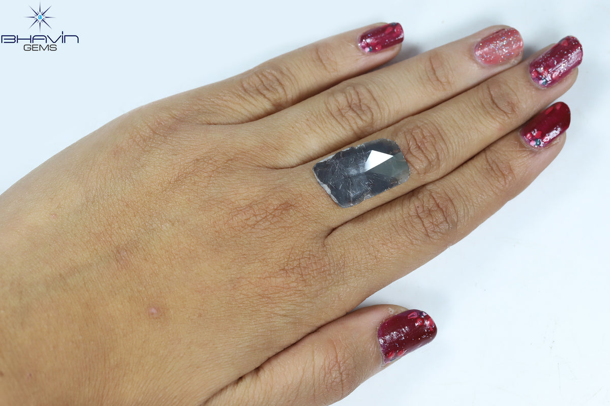 5.75 CT スライス シェイプ ナチュラル ダイヤモンド ブラウン グレー カラー I3 クラリティ (22.00 MM)