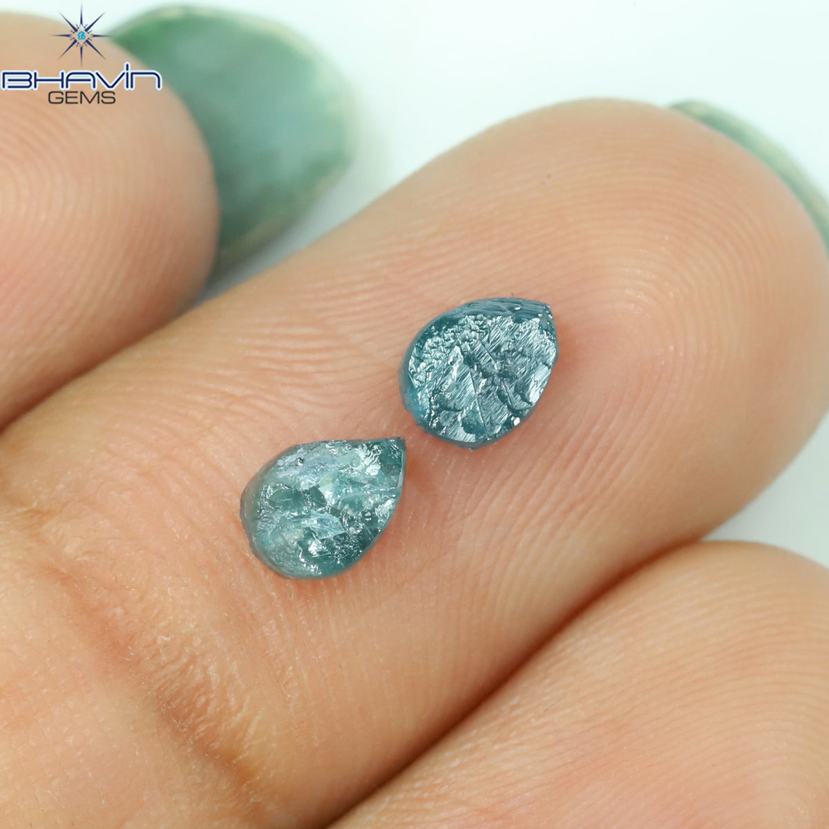 1.05 CT、ノーカット ポルキ シェイプ、天然ダイヤモンド、ブルー カラー、I3 クラリティ (5.42 MM)