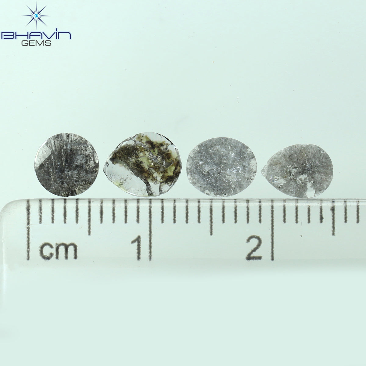 0.92 CT スライス形状 天然ダイヤモンド ソルト アンド ペッパー カラー I3 クラリティ (10.75 MM)
