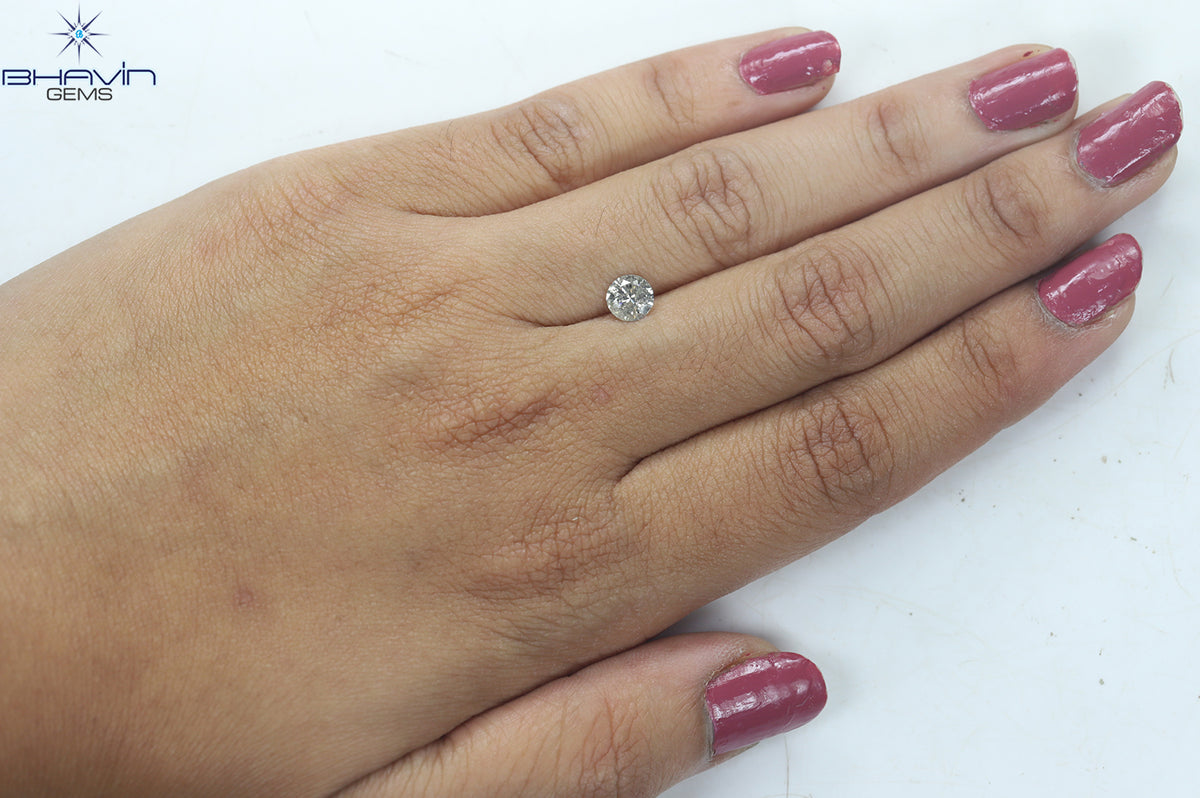 0.63 CT ラウンド シェイプ ナチュラル ルース ダイヤモンド ソルト アンド ペッパー カラー I2 クラリティ (5.55 MM)