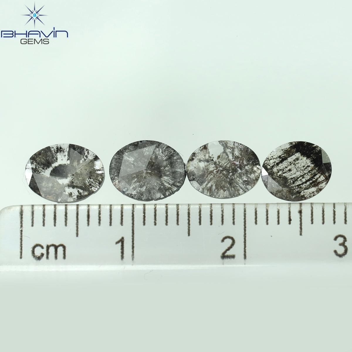1.41 CT/4 Pcs Natural Oval Slice Diamond Salt And Pepper Color Clarity I3 (7.15 MM)