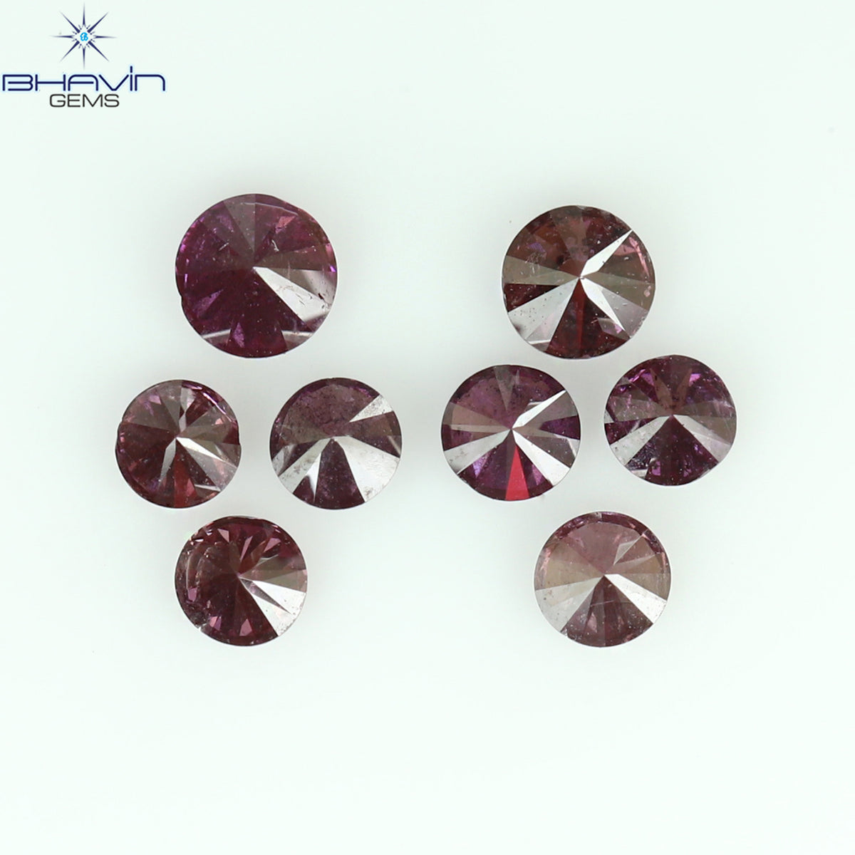 0.27 CT/8 Pcs Natural Round Diamond Enhanced Pink Color Clarity SI-I1 (2.35 MM)