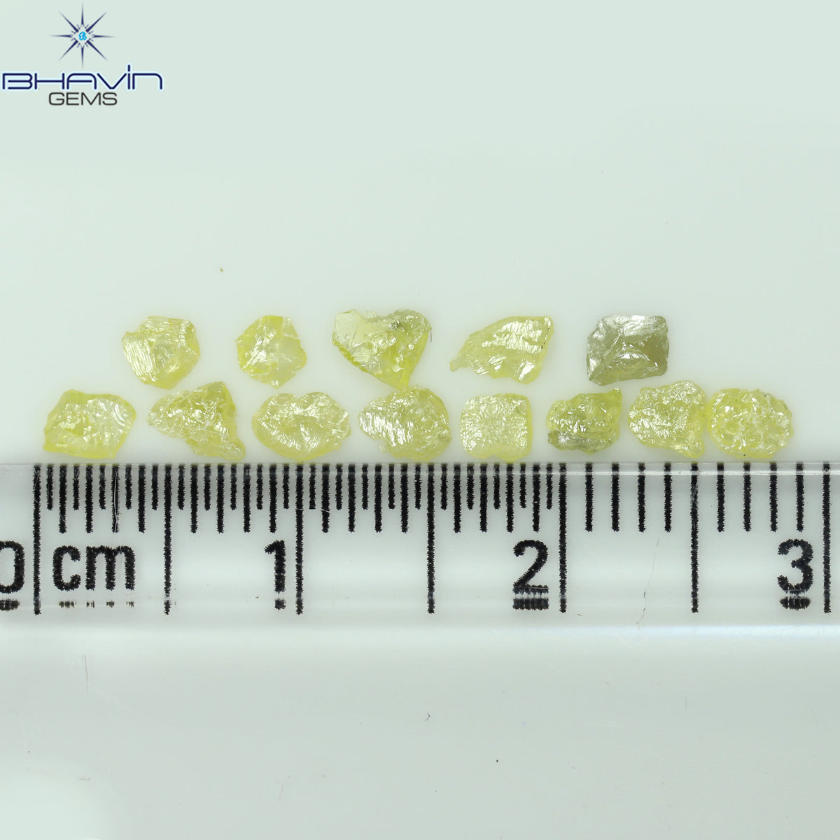 0.60 CT/13 ピース ラフシェイプ エンハンスト イエロー カラー ナチュラル ダイヤモンド I3 クラリティ (3.40 MM)
