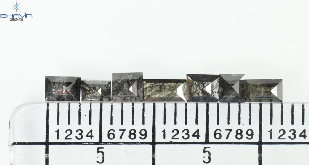 0.92 CT/7 個、バゲット ダイヤモンド、ソルト アンド ペッパー カラー、I3 クラリティ