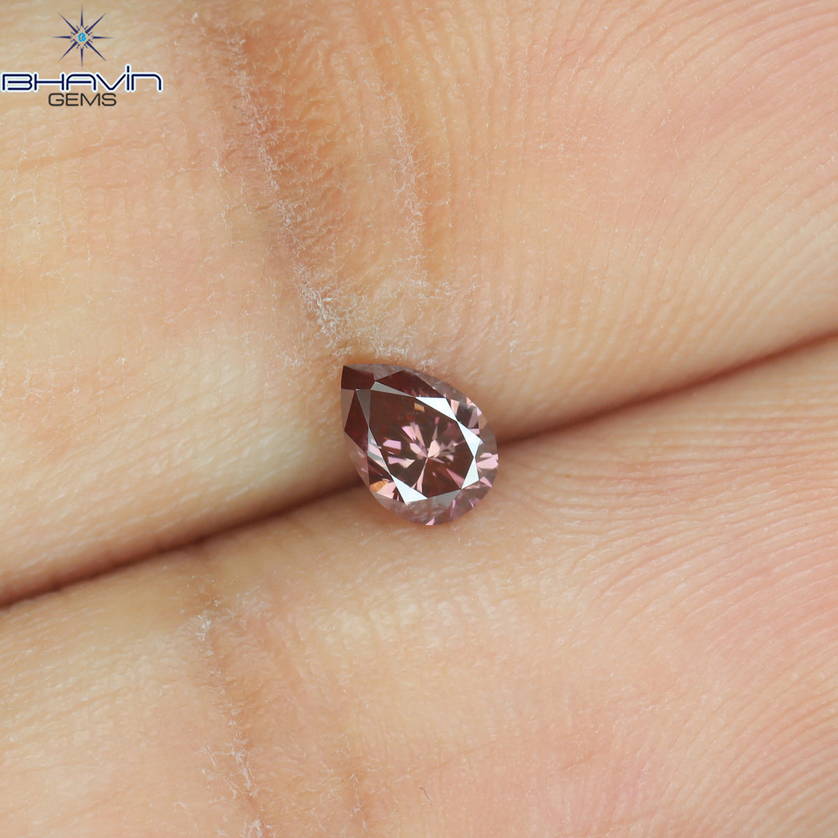 0.19 CT ペアシェイプ ナチュラル ダイヤモンド ピンク色 VS2 クラリティ (4.46 MM)