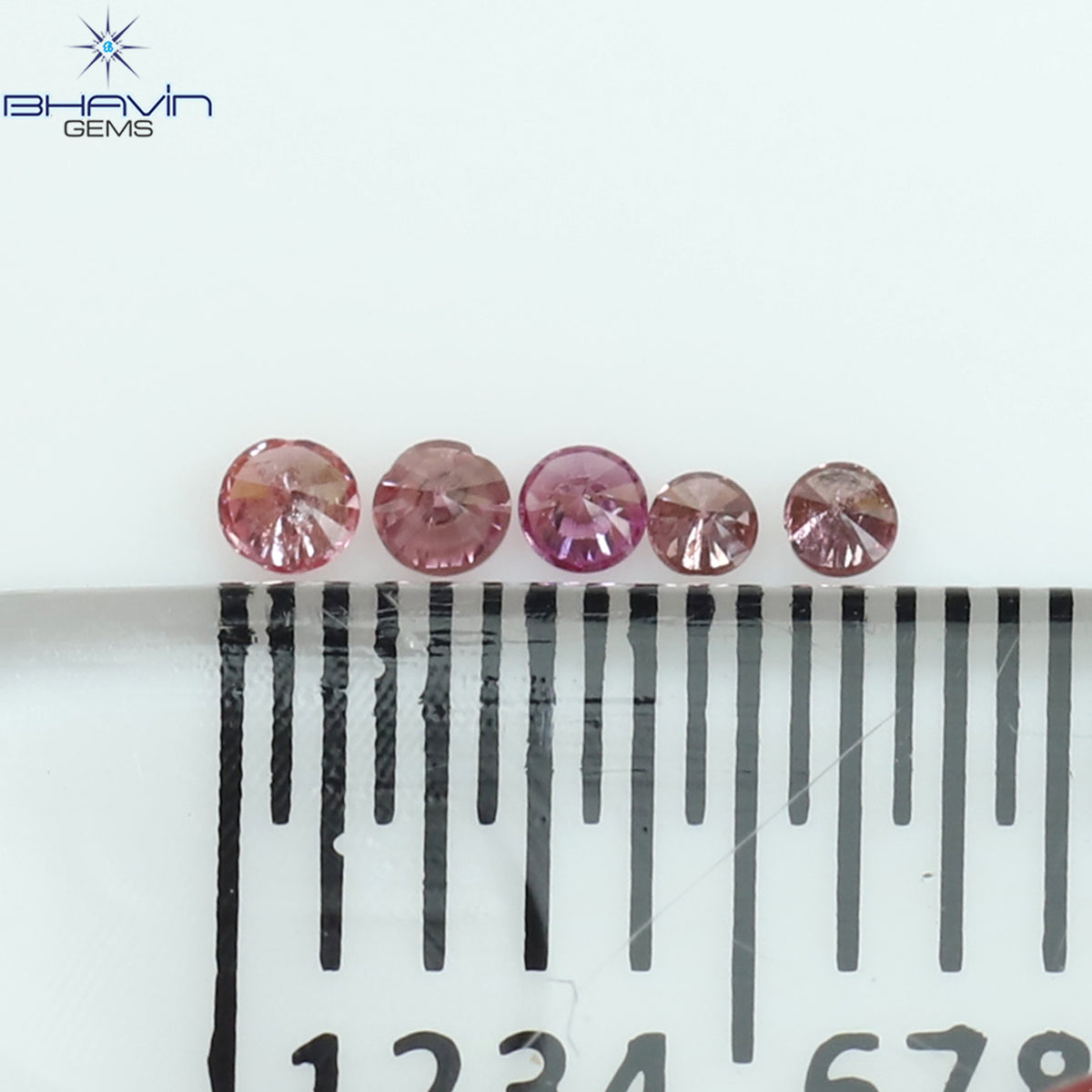 0.05 CT/5 Pcs Natural Round Diamond Enhanced Pink Color Clarity I1 (1.35 MM)