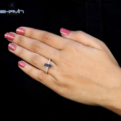 Baguette Diamond Salt And Pepper Diamond Natural Diamond Ring Gold Ring Engagement Ring
