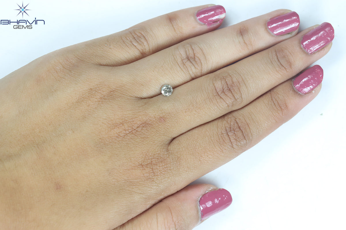 0.44 CT ラウンド シェイプ ナチュラル ルース ダイヤモンド ソルト アンド ペッパー カラー I3 クラリティ (4.67 MM)